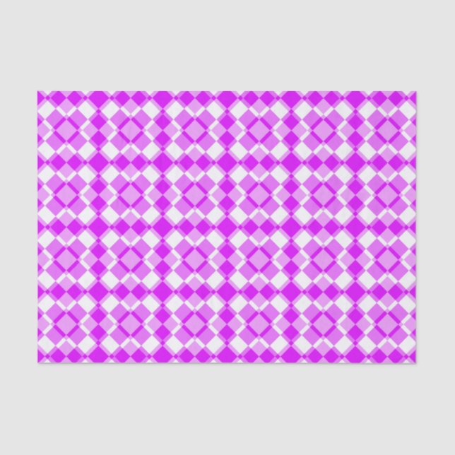 Pink White Checker Argyle Pattern Tissue Paper (Front)
