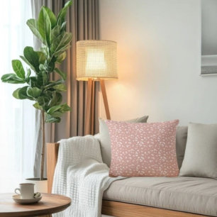 Pink + White Cheetah Print   Minimal Animal Print Cushion