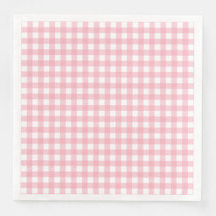 Pink & White Chequerboard Paper Dinner Napkins
