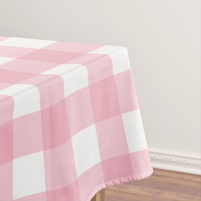 Pink & White Chequerboard Pattern Tablecloth (In Situ)