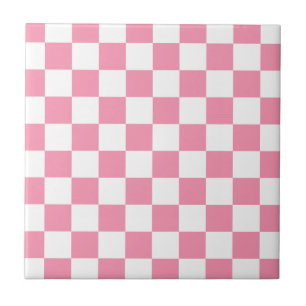 Pink white chequerboard pattern tile