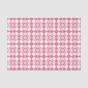 Pink White Chequered Argyle Pattern Tissue Paper