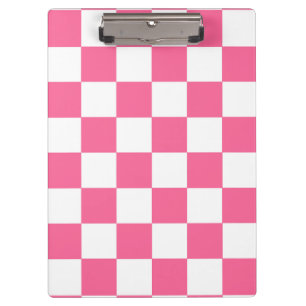 Pink White Chequered Check Pattern Clipboard