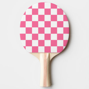 Pink White Chequered Check Pattern Ping Pong Paddle