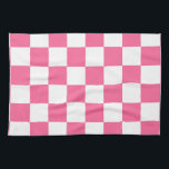 Pink White Chequered Check Pattern Tea Towel<br><div class="desc">Pink and White Check Chequered Geometric Squares Pattern Design</div>