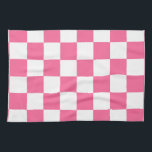 Pink White Chequered Check Pattern Tea Towel<br><div class="desc">Pink and White Check Chequered Geometric Squares Pattern Design</div>