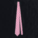 Pink White Chequered Check Pattern Tie<br><div class="desc">Pink and White Check Chequered Geometric Squares Pattern Design</div>