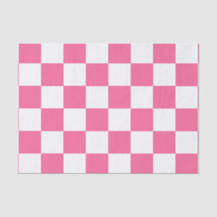 Pink White Chequered Check Pattern Tissue Paper