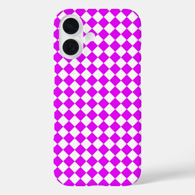 Pink White Chequered Diamond Pattern Case-Mate iPhone Case (Back)