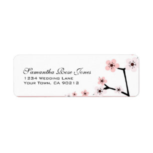 Pink & White Cherry Blossom Flowers Custom Address