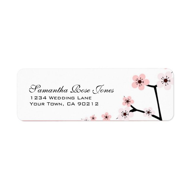Pink & White Cherry Blossom Flowers Custom Address (Front)
