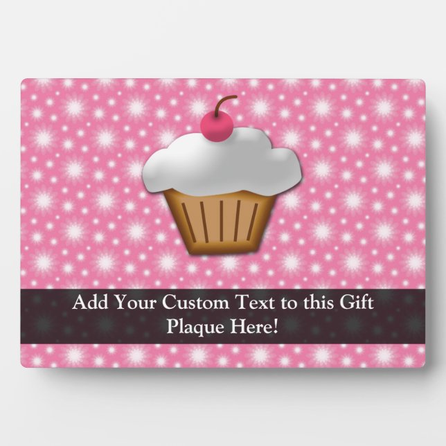 Pink/White Cherry Cupcake Plaque (Front)