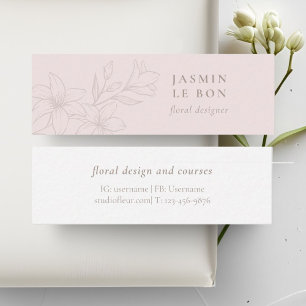 Pink & White Chic Minimalist Flower Mini Business Card