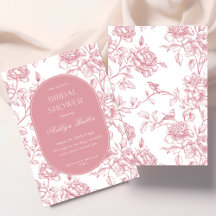 Pink White Chinoiserie Bridal Shower Invitation