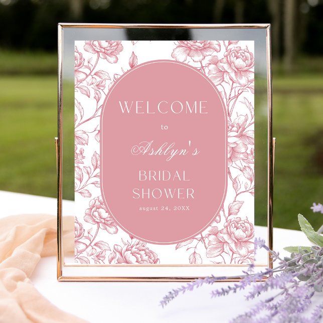 Pink White Chinoiserie Bridal Shower Welcome Sign (Creator Uploaded)