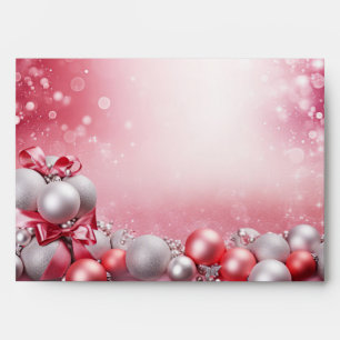 Pink White Christmas Balls Envelope
