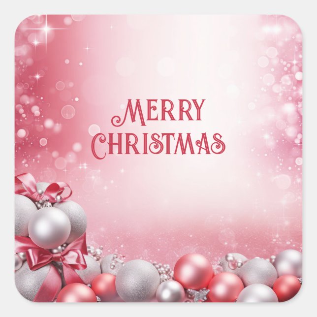 Pink White Christmas Balls Sticker (Front)