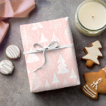 Pink White Christmas Pattern#6 ID1009 Wrapping Paper<br><div class="desc">If you are wondering what colour combinations to pick for your Christmas decor and gift wrap supplies this year, I've created collections of coordinating patterns to make life just a bit easier. This eye-catching design of outlined fir trees in a minimalist style is shown here in white on a soft...</div>