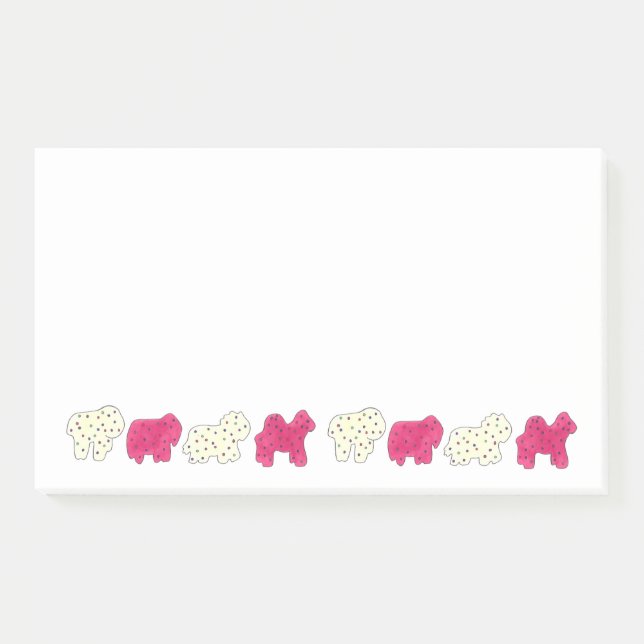 Pink White Circus Zoo Animal Cookies Crackers Post-it Notes (Front)