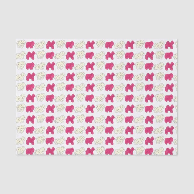 Pink White Circus Zoo Animal Cookies Crackers Tissue Paper (Front)
