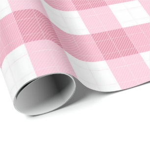 Pink & White Classic Gingham Pattern Wrapping Paper
