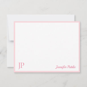Pink White Classic Handwritten Script Monogram Card