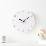 Pink White Classy Elegant Custom Colour Cute Gift Large Clock<br><div class="desc">Printed in classy white and pink custom colour background! You may customise as you wish!</div>