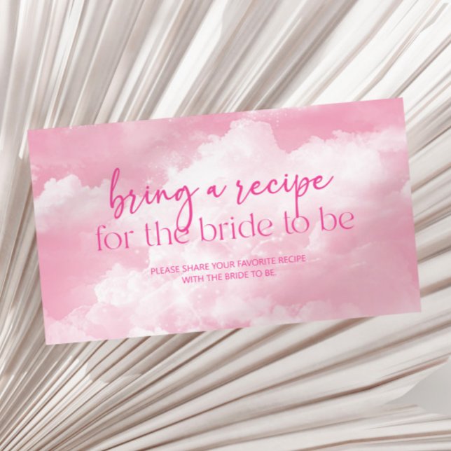 Pink White Clouds Bridal Shower Bring A Recipe Enclosure Card (Creator Uploaded)
