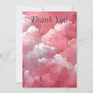 Pink & White Clouds Thank You Card