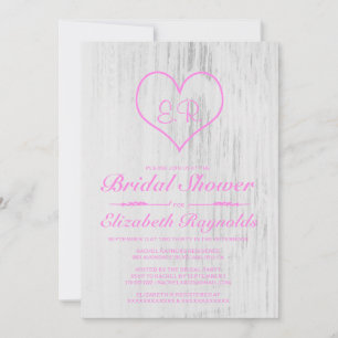 Pink & White Country Bridal Shower Invitations
