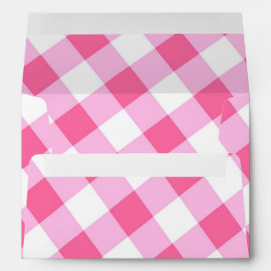 Pink & White Country Gingham Chequered Invitation Envelopes