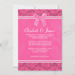 Pink & White Country Lace Wedding Invitations