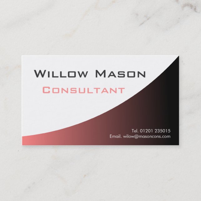 Pink White Curved, Professional Business Card (Front)