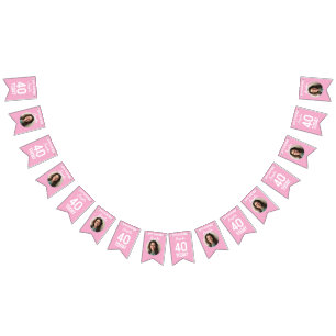 Pink White Custom 40th birthday bunting