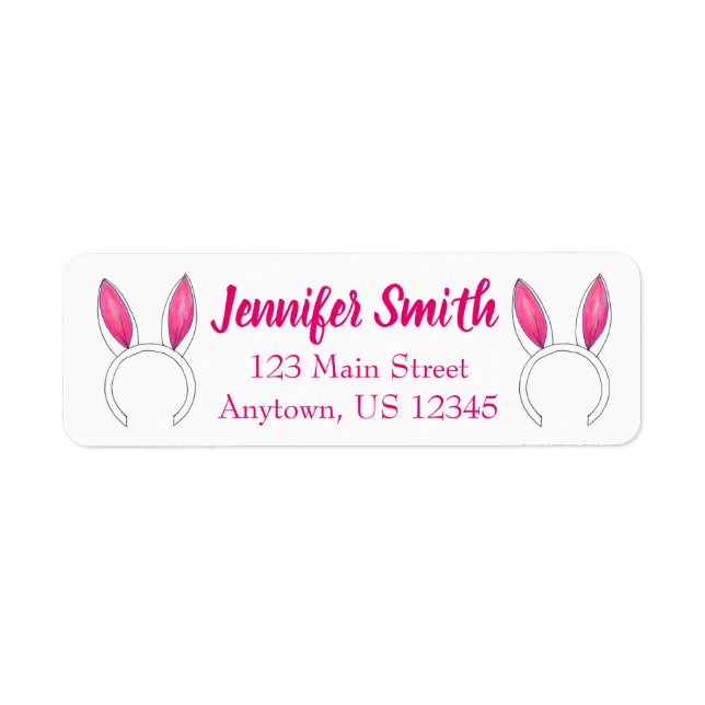 Pink White Cute Easter Bunny Rabbit Ears Animal (Front)