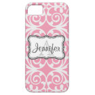 Pink & White Damask Monogram iPhone 5