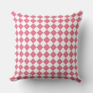 Pink White Diamond Chequered Pattern Cushion