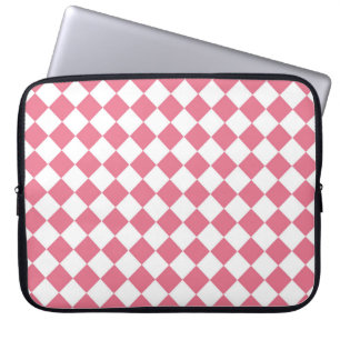 Pink White Diamond Chequered Pattern Laptop Sleeve