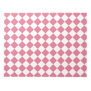 Pink White Diamond Chequered Pattern Notepad
