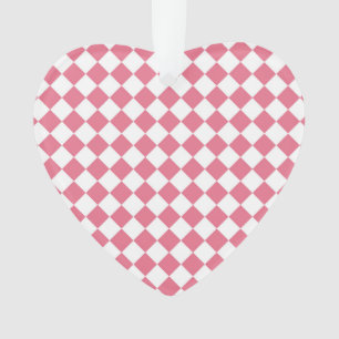 Pink White Diamond Chequered Pattern Ornament