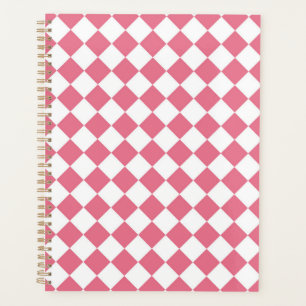 Pink White Diamond Chequered Pattern Planner