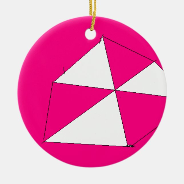 Pink White Digital Painting, Kids Art Ceramic Tree Decoration (Front)