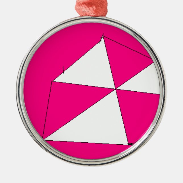 Pink White Digital Painting, Kids Art Metal Tree Decoration (Front)