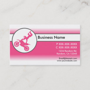 Pink white dirt bike business cards