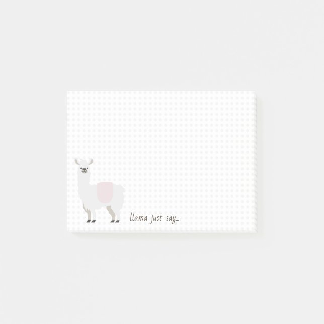 Pink & White Dot Llama Say Something Note (Front)