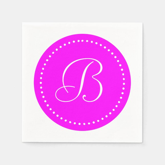 Pink/White Dot Monogram Napkin (Front)