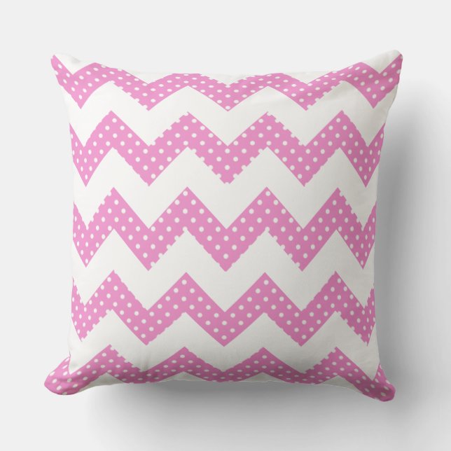 Pink White Dots Chevron Decorative Throw Pillows (Front)