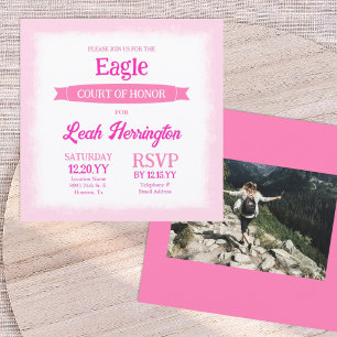 Pink & White Eagle Court of Honor Party Invitation