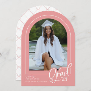 Pink White Elegant Arch Photo 2025 Grad Invitation