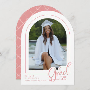 Pink White Elegant Arch Photo 2025 Grad Invitation